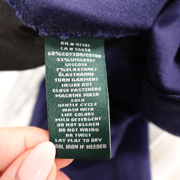 Ralph Lauren Pants Womens 6 Petite Ankle Cropped Skinny Blue Zip Pockets - Picture 8 of 9